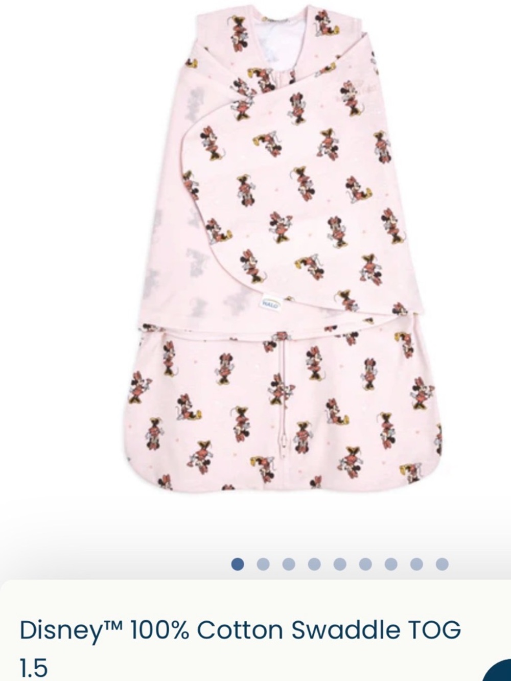 Halo Minnie Mouse 100% Cotton Swaddle TOG 1.5